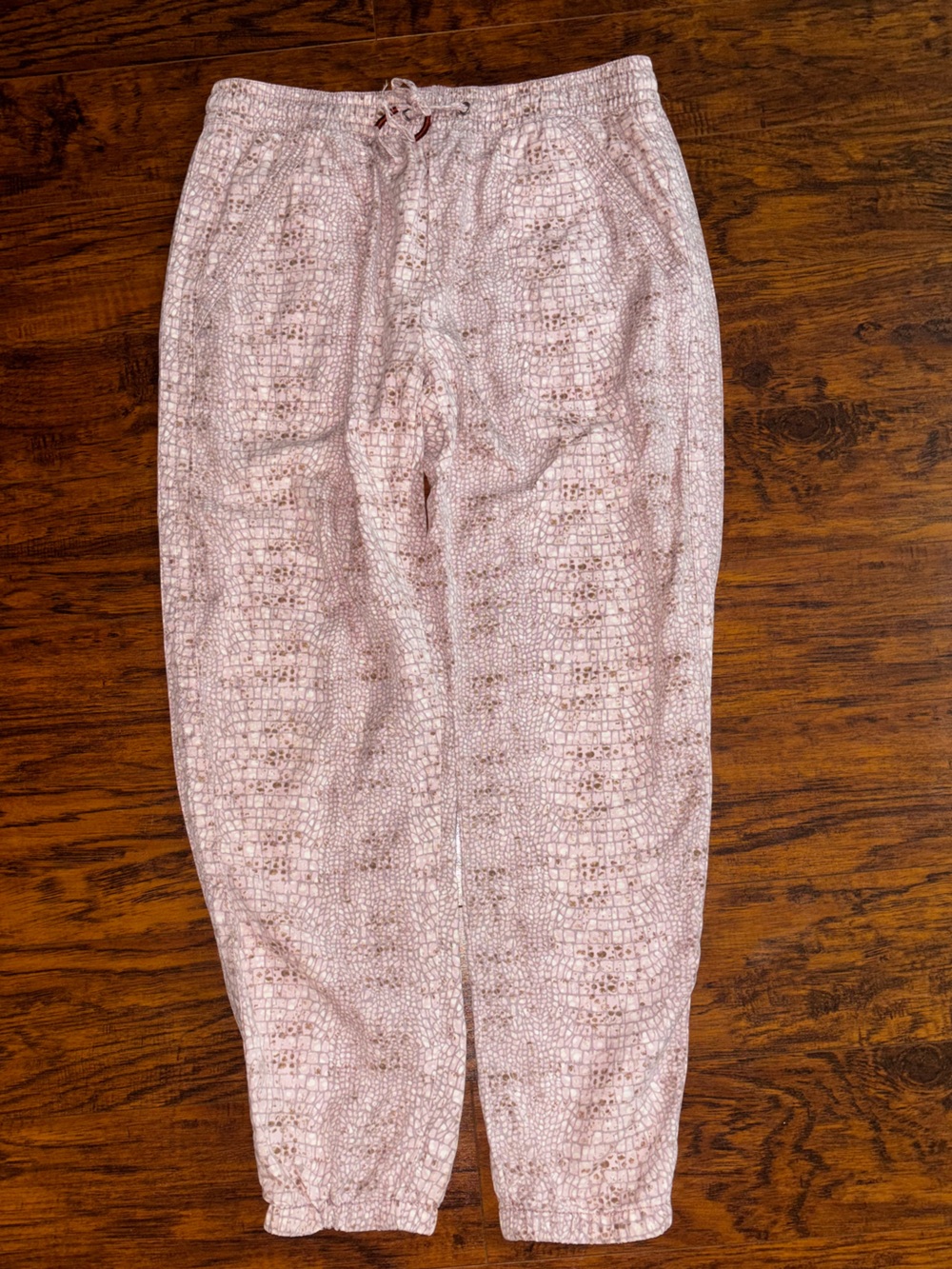 Anthropologie Orana Joggers Light Pink Snakeskin Print Soft Tapered Ankle Pants